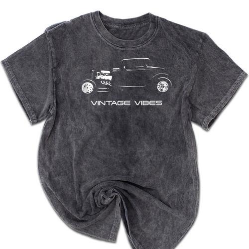 Vintage Vibes Automotive Nostalgia Classic Hotrod Car Mineral Wash Tshirts - Figerry
