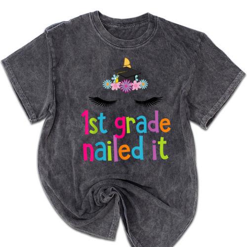 1st Grade Nailed It T Shirt Unicorn Graduation Class Of 2018 Mineral Wash Tshirts - Best Gift Smart