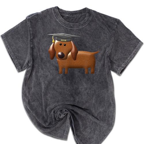 2018 Dog Graduation Shirt Dachshund Graduation For Men Women Kids Mineral Wash Tshirts - Best Gift Smart