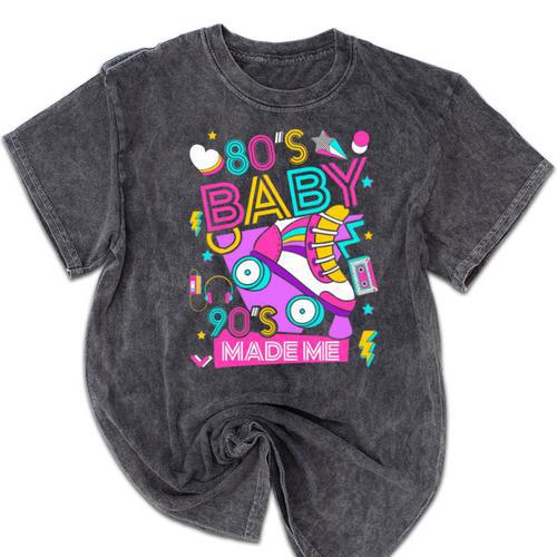 80's Baby 90's Made Me 1980s 1990s Nostalgia Retro Party Premium Tri-Blend Mineral Wash Tshirts - Figerry