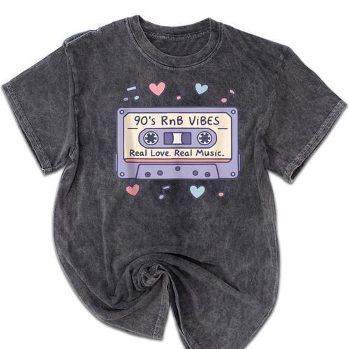 90s RNB Vibes Cassette – Retro Music Nostalgia RNB Cassette Mineral Wash Tshirts - Figerry