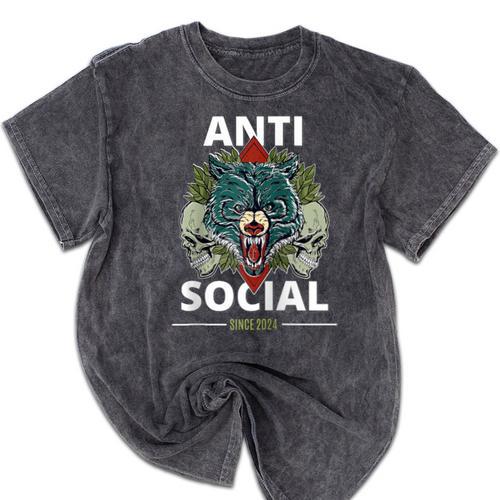 Antisocial Introvert I Like Being Alone Raglan Baseball Tee Mineral Wash Tshirts - Raresse