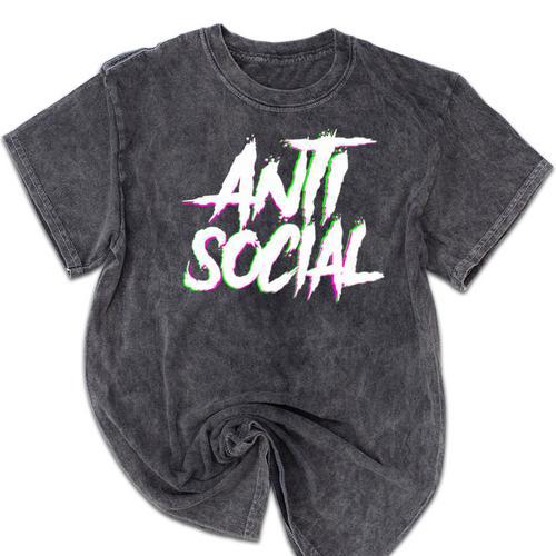 Antisocial Introvert I Hate People Antisocial Club EDM Premium Tri-Blend Mineral Wash Tshirts - Raresse