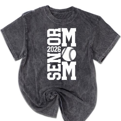 Baseball Senior Mom Class Of 2026 Senior Night Graduation Mineral Wash Tshirts - Best Gift Smart