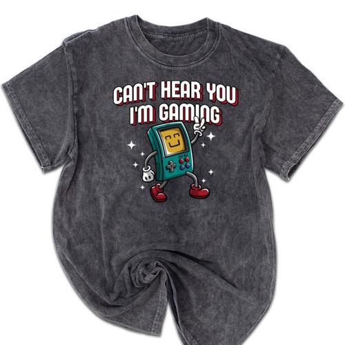 Cant Hear You Im Gaming Introvert Gamer Antisocial Mineral Wash Tshirts - Raresse