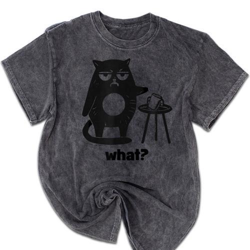 Cat What Humor Introvert Anti-Social Mineral Wash Tshirts - Raresse