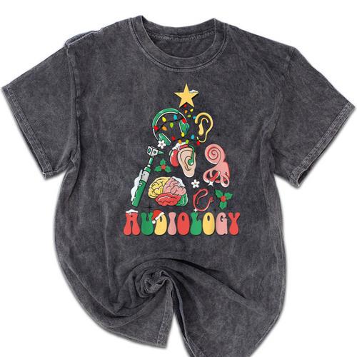 Christmas Audiology Tree Audiology Student Graduation Mineral Wash Tshirts - Best Gift Smart