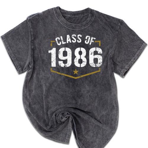 Class Of 1986 School Reunion Graduation Vintage Style Mineral Wash Tshirts - Best Gift Smart