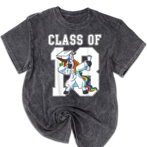 Class Of 2018 Graduation Dabbing Unicorn Mineral Wash Tshirts - Best Gift Smart