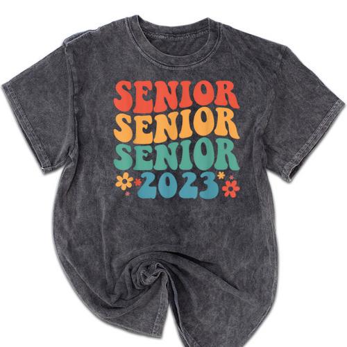 Class Of 2023 Senior 2023 Graduation Retro Seniors Mineral Wash Tshirts - Best Gift Smart
