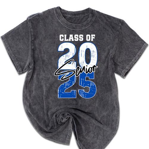 Class Of 2025 Senior Graduation 2025 Blue Mineral Wash Tshirts - Best Gift Smart