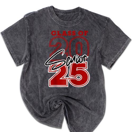 Class Of 2025 Senior 2025 Graduation Red Raglan Baseball Tee Mineral Wash Tshirts - Best Gift Smart