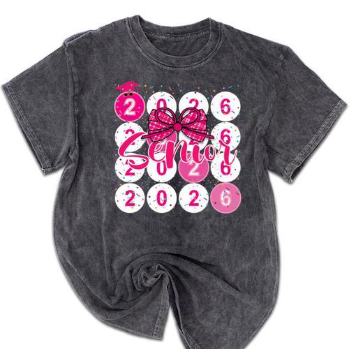 Class Of 2026 Senior Coquette Pink Bow Graduation Family Premium Tri-Blend Mineral Wash Tshirts - Best Gift Smart