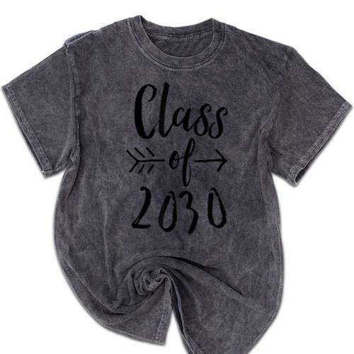 Class Of 2030 Graduation Kindergarten Seniors Mineral Wash Tshirts - Best Gift Smart