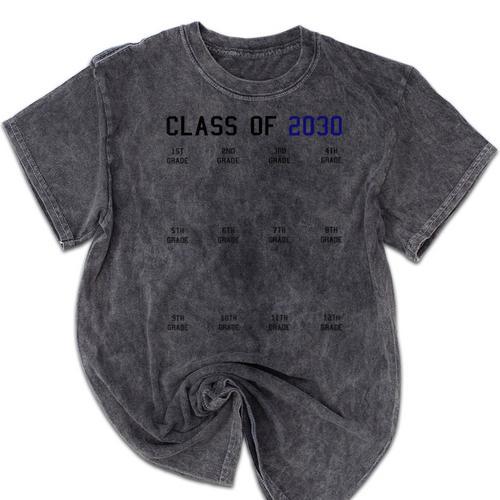 Class Of 2030 Graduation T-Shirt With Space For Handprints Mineral Wash Tshirts - Best Gift Smart