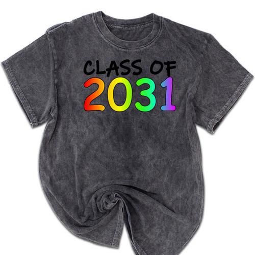 Class Of 2031 Pre-K -12th Grade Hand Prints Space Graduation Mineral Wash Tshirts - Best Gift Smart