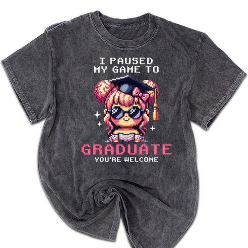 Classic I'm From The 1900s Retro Games Graduating Girl Premium Mineral Wash Tshirts - Figerry