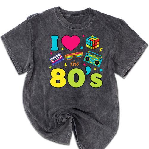 Dad I Love The 80's Retro 80s Nostalgia For Dad Premium Tri-Blend Mineral Wash Tshirts - Figerry