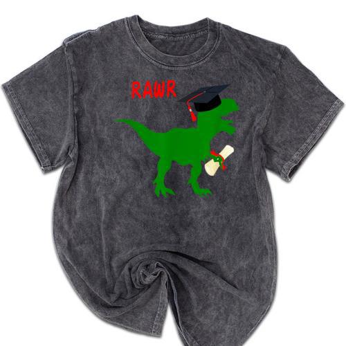 Dinosaur Rawr Diploma Graduate Graduation Mineral Wash Tshirts - Best Gift Smart