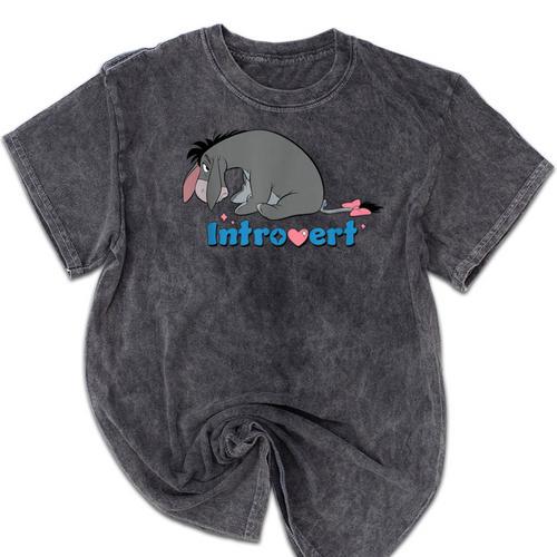 Disney Winnie The Pooh Introvert Eeyore Logo Mineral Wash Tshirts - Raresse
