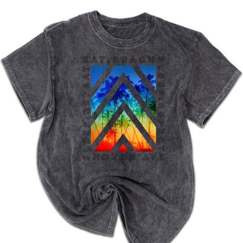 Eat Beach Sleep Repeat Summer Vacation Graduation Tees Men Women Kids Mineral Wash Tshirts - Best Gift Smart