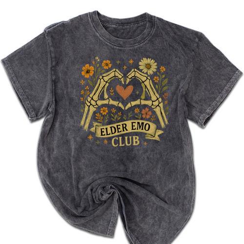 Elder Emo Club Skeleton Hands Heart Nostalgia Premium Tri-Blend Mineral Wash Tshirts - Figerry