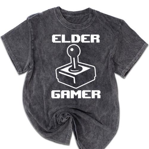 Elder Gamer Retro Video Game Nostalgia Old Gamer Premium Tri-Blend Mineral Wash Tshirts - Figerry