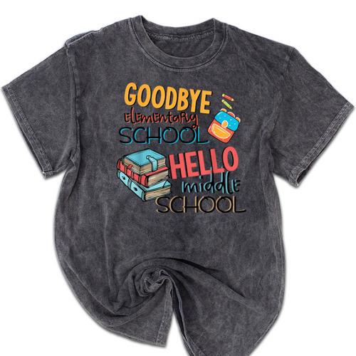Elementary School End Of Year Graduation Middle Mineral Wash Tshirts - Best Gift Smart