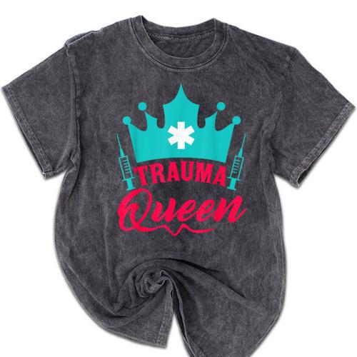 EMT Trauma Queen Paramedic Student T-Shirt Graduation Mineral Wash Tshirts - Best Gift Smart