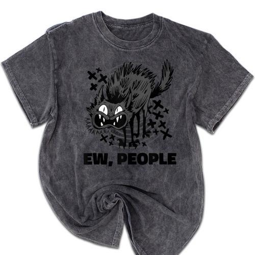 Ew People Introvert Cat Lover Crazy Cats Lady Mineral Wash Tshirts - Raresse