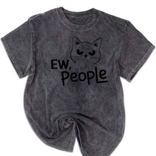 Ew People Introverts Stay Home Socially Awkward Mineral Wash Tshirts - Raresse
