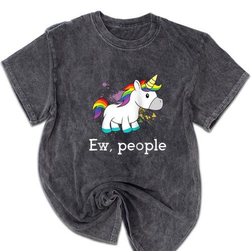 Ew People Unicorn Lover Introvert Rainbow Unicorn Raglan Baseball Tee Mineral Wash Tshirts - Raresse