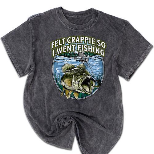 Felt Crappie So I Went Fishing Introvert Lakes Antisocial Raglan Baseball Tee Mineral Wash Tshirts - Raresse