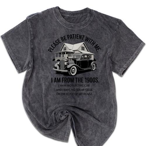 Forgive Me I'm From The 1900s No E-Car No SolarCells Premium Tri-Blend Mineral Wash Tshirts - Figerry