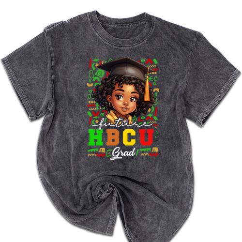 Future HBCU Grad Girl Kids Graduation HBCU College Mineral Wash Tshirts - Best Gift Smart