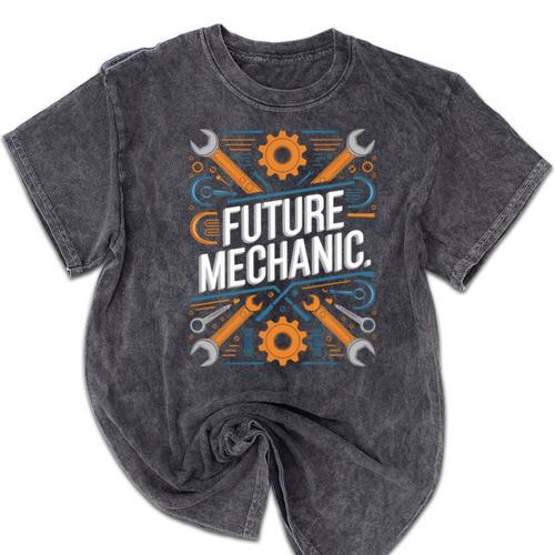 Future Mechanic Graduation School Kids Toddler Women Men Gag Mineral Wash Tshirts - Best Gift Smart