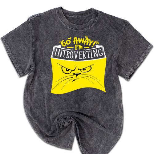 Go Away I'm Introverting Antisocial Shy Introvert Mineral Wash Tshirts - Raresse