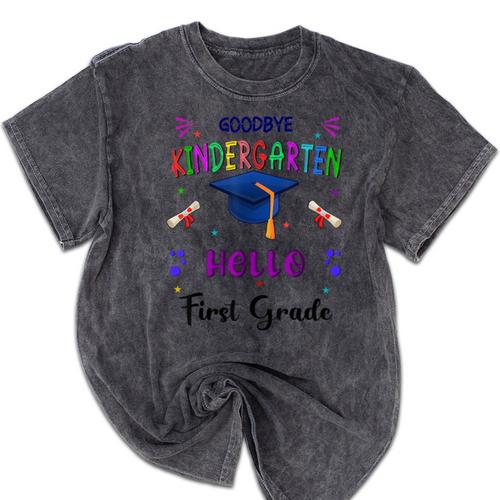 Goodbye Kindergarten Graduation Class 2025 1st Grade Kids Mineral Wash Tshirts - Best Gift Smart