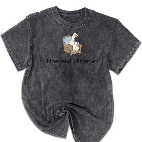 Goose Licensed Listener Psychology School Graduation Mineral Wash Tshirts - Best Gift Smart