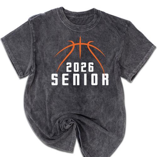 Graduate Senior Class Of 2026 Basketball Player Graduation Mineral Wash Tshirts - Best Gift Smart