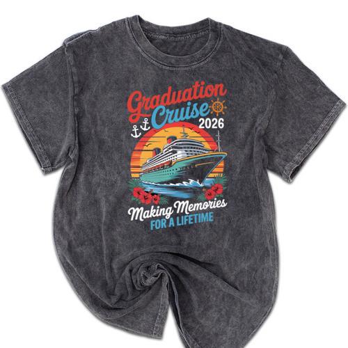 Graduation Cruise Trip Class Of 2026 Senior Summer Vacation Premium Mineral Wash Tshirts - Best Gift Smart