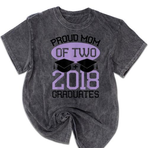 Graduation Shirt For Mom Of Twins Proud Mom Twins Tee Mineral Wash Tshirts - Best Gift Smart