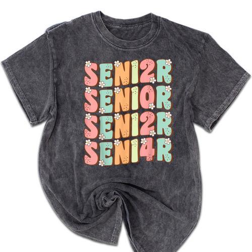 Groovy Senior Graduation Cute Groovy Senior Class Of 2024 Mineral Wash Tshirts - Best Gift Smart