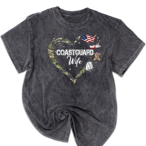 Heart Coast Guard Wife Coast Guard Graduation Wife USCG Wife Mineral Wash Tshirts - Best Gift Smart