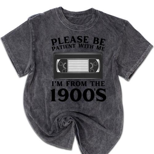 Over The Hill Please Be Patient I'm From The 1900s VHS Premium Tri-Blend Mineral Wash Tshirts - Figerry