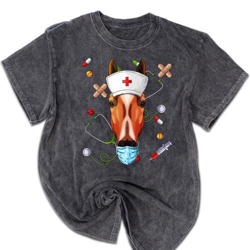Horse Nurse RN ER Nursing School Graduation Mineral Wash Tshirts - Best Gift Smart