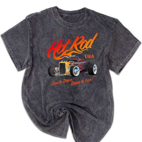 Hotrod Vintage Style Car Nostalgia Hotrod Distressed Premium Tri-Blend Mineral Wash Tshirts - Figerry