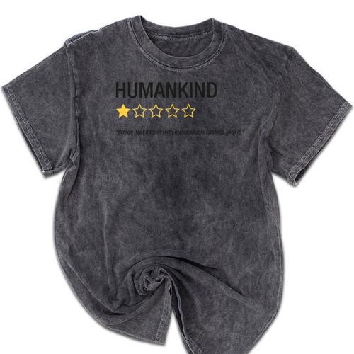 Humankind One Star Introvert People Rating Mineral Wash Tshirts - Raresse