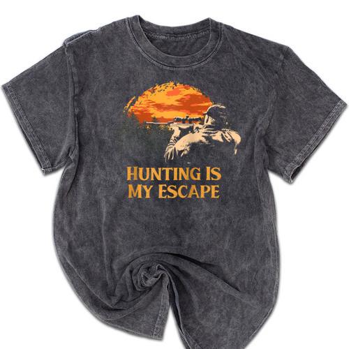 Hunting Is My Escape Introvert Hunter Antisocial Raglan Baseball Tee Mineral Wash Tshirts - Raresse