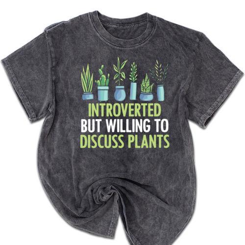 Introvert Farming Life Gardening For Geeky Plant Lover Mineral Wash Tshirts - Raresse